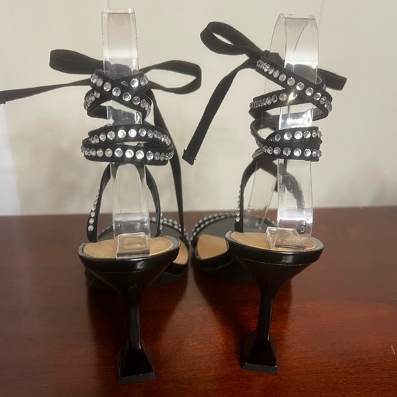 NWOT INC international Concepts Bradki sandals Rhinestone Square Toe Lace up 5.5 - Picture 6 of 10